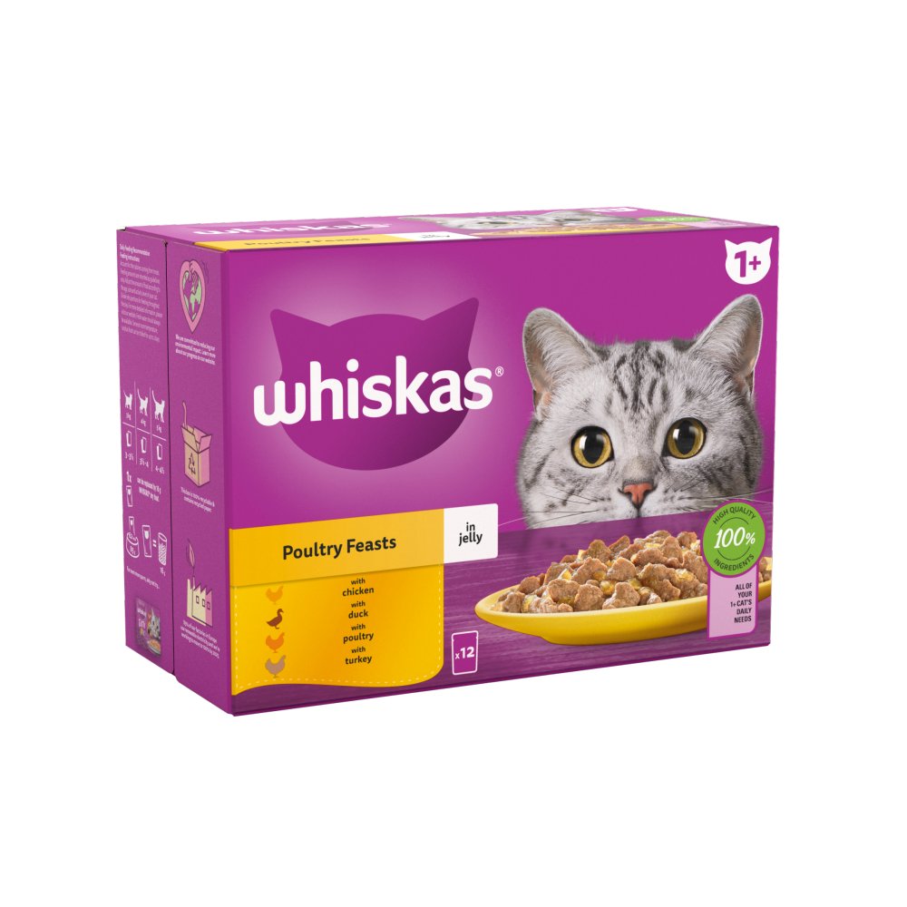 Whiskas Poultry Feasts in Jelly Wet Cat Food for Adult Cats