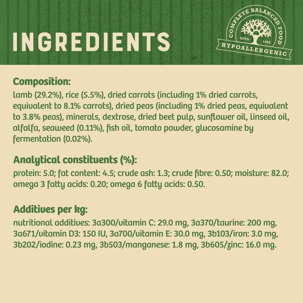 James Wellbeloved Lamb with Rice & Vegetables in Gravy Wet Dog Food for Senior Dogs, 10 x 150g