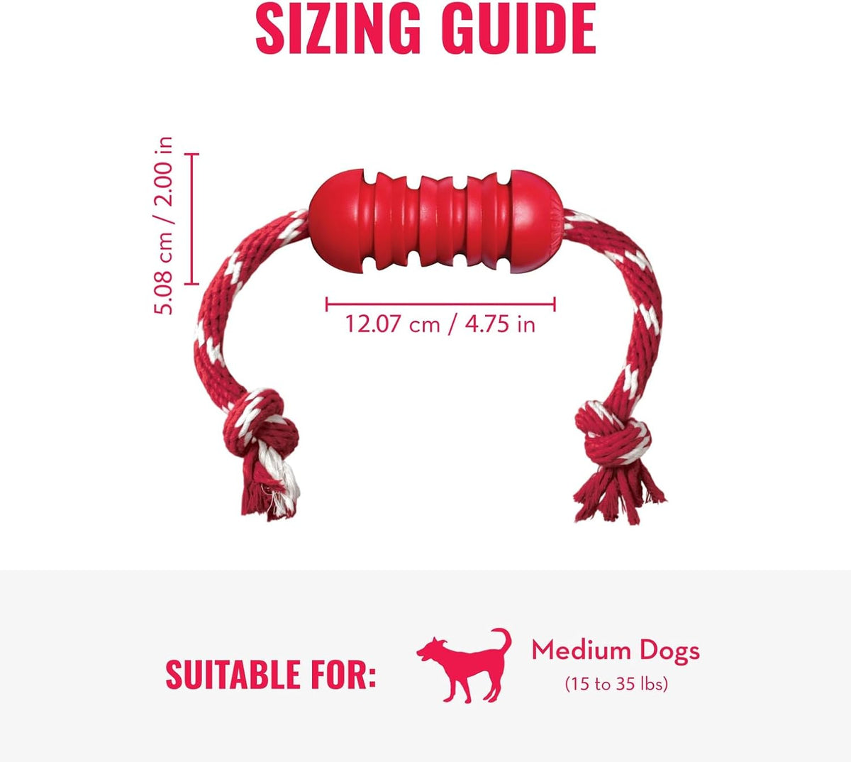 KONG Dental with Rope Dog Toy Red Medium