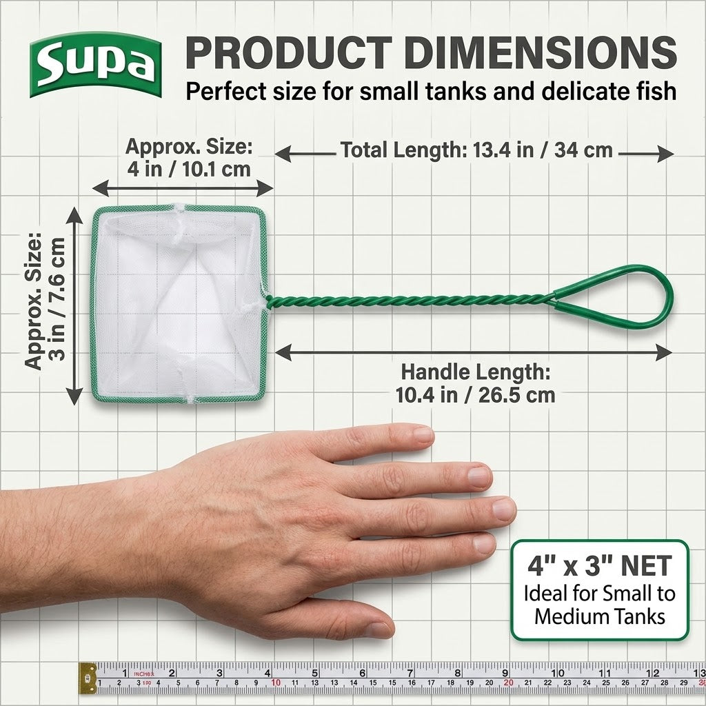 Supa Aquarium Fine Mesh Fish Net for Coldwater and Tropical Fish 4" x 3"