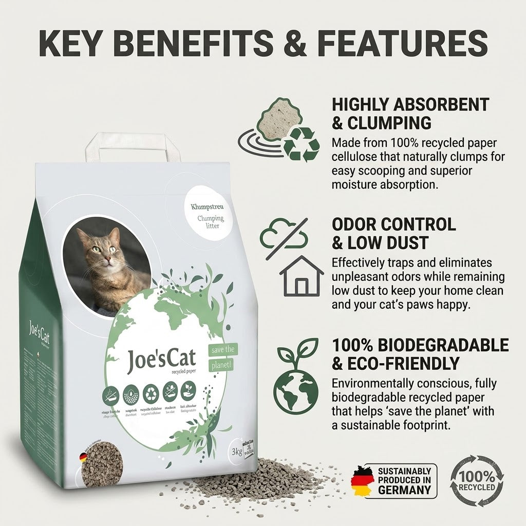 Joe's Cat Recycled Paper Clumping Litter, 3kg