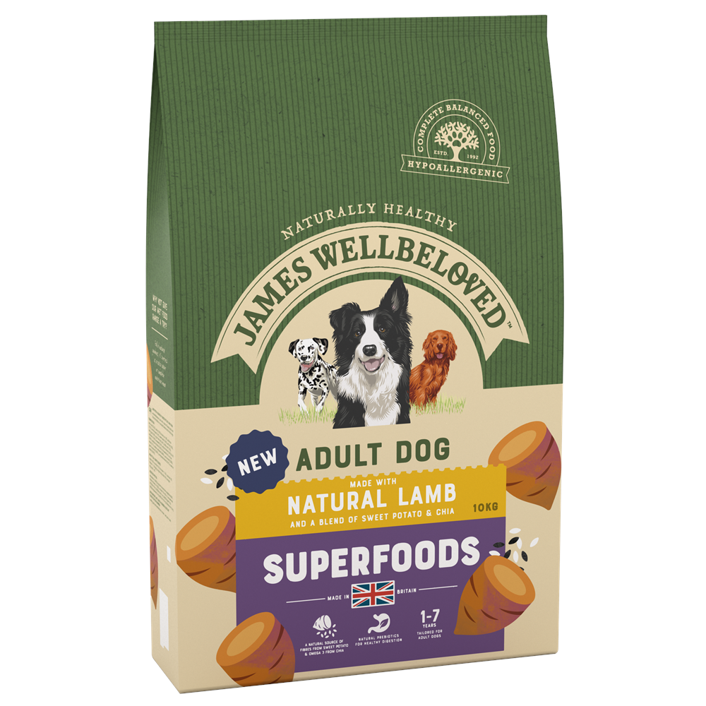 James Wellbeloved Lamb with Sweet Potato & Chia Superfoods Dry Dog Food for Adult Dogs, 10kg