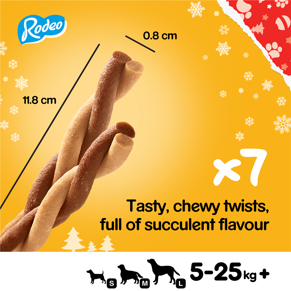 Pedigree Christmas Turkey Rodeo Dog Treats, 7 Sticks