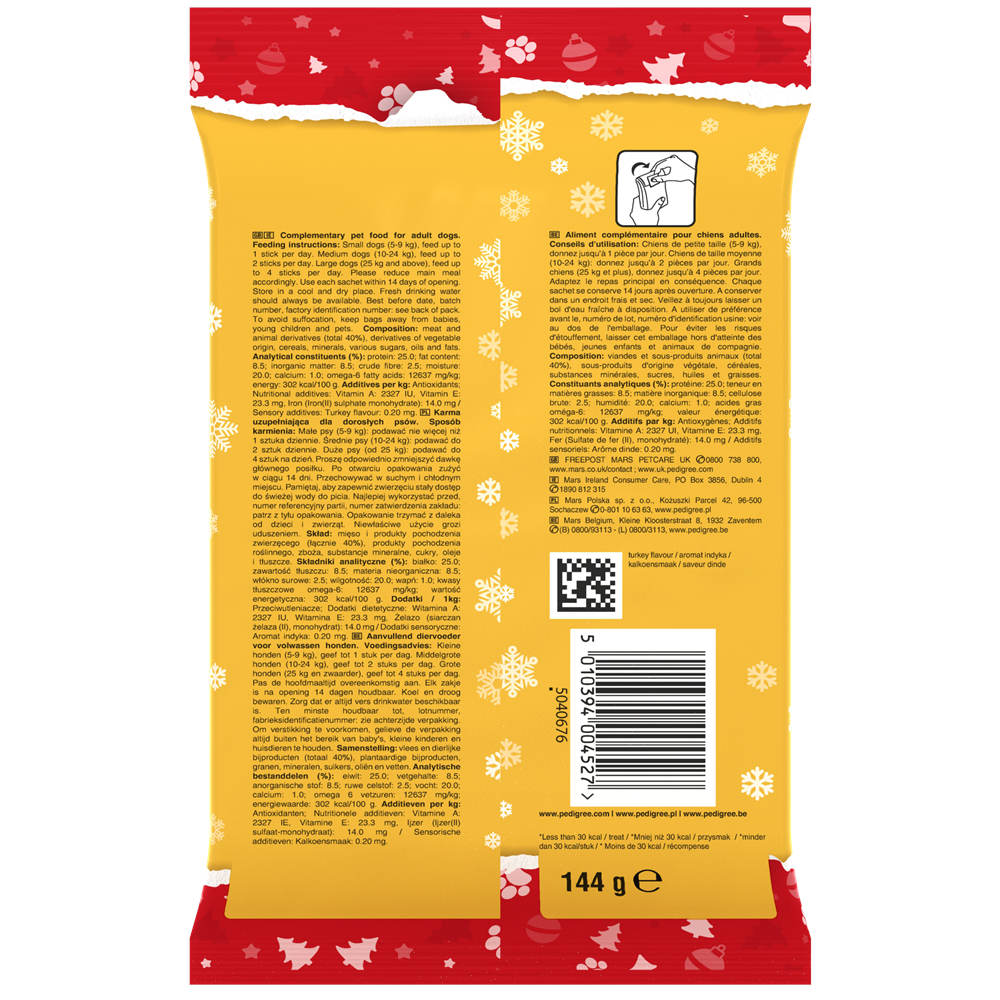 Pedigree Christmas Turkey Schmackos Dog Treats, 20 Sticks