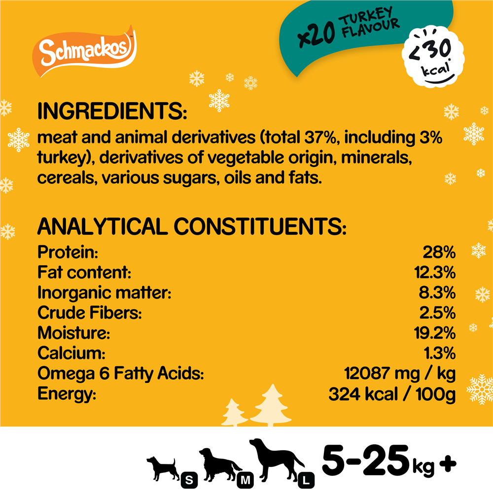 Pedigree Christmas Turkey Schmackos Dog Treats, 20 Sticks
