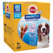 Pedigree DentaStix Daily Dental Dog Treats for Medium Breed Dogs, 105 Sticks