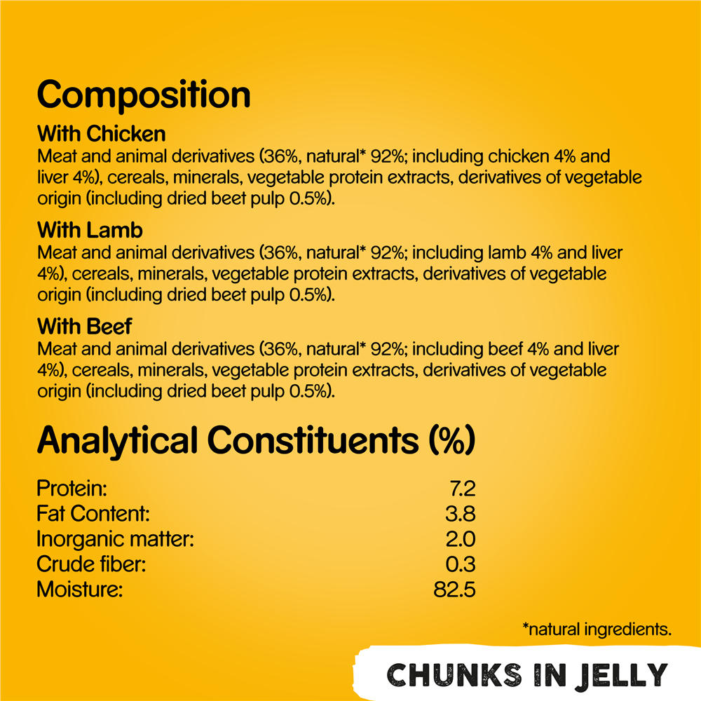 Pedigree Mixed Chunks in Jelly Wet Dog Food for Adult Dogs, 12 x 385g