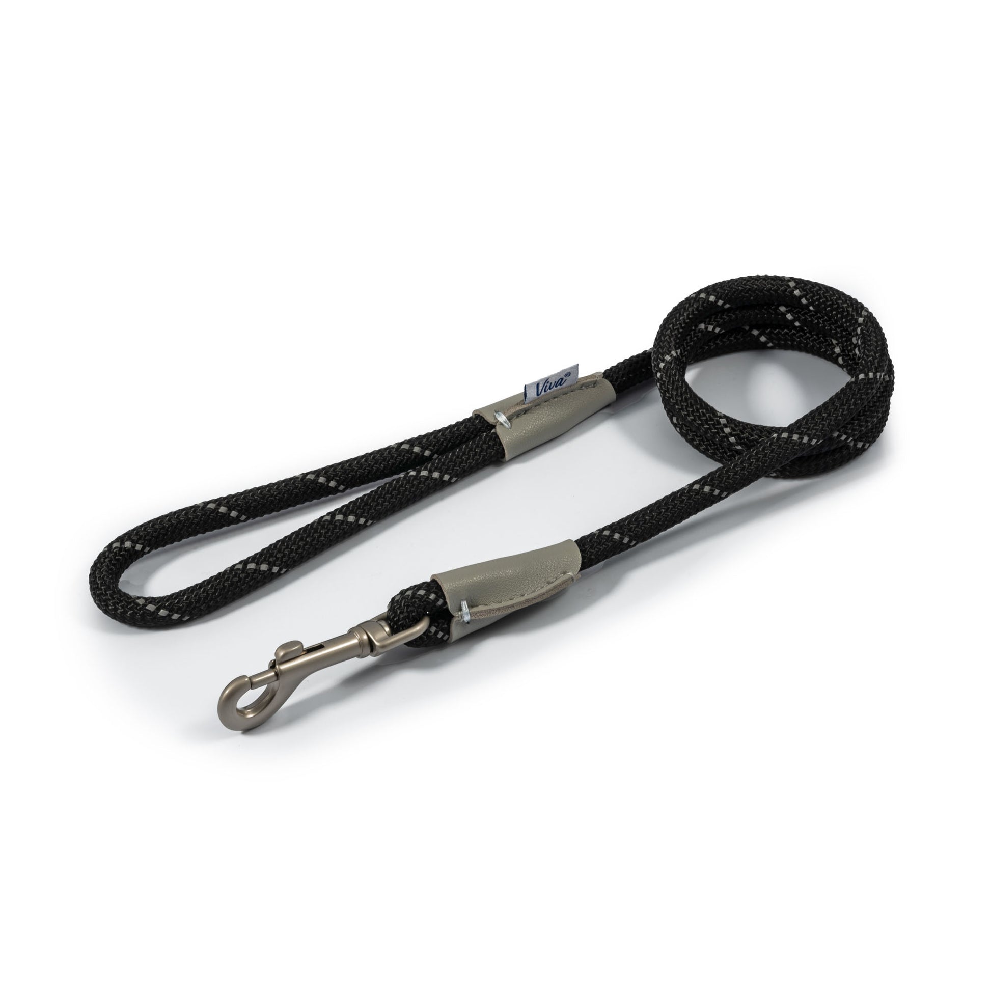 Ancol Viva Black Reflective Rope Dog Lead, 10mm x 1.07m
