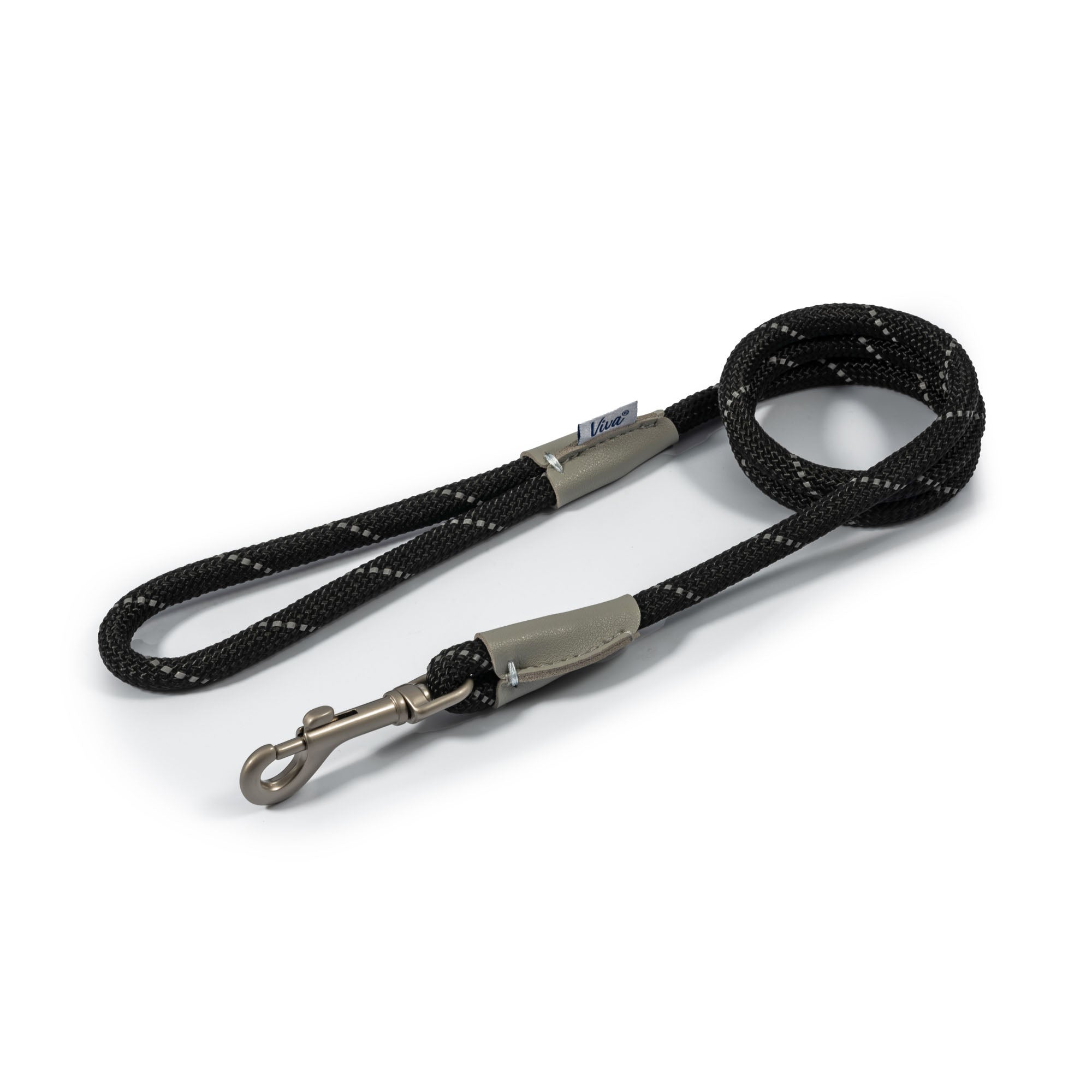 Ancol Viva Black Reflective Rope Dog Lead, 10mm x 1.07m