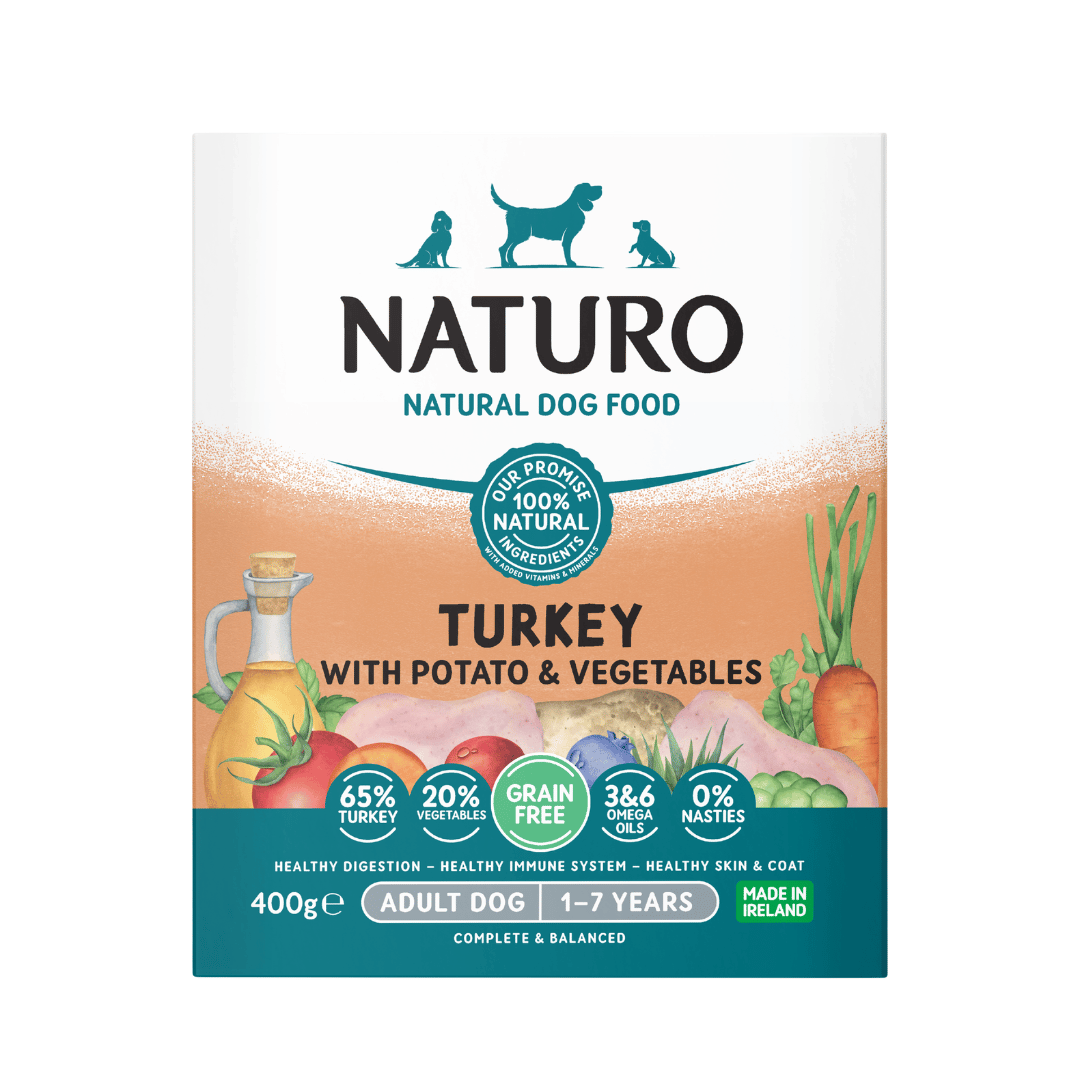 Naturo Grain Free Turkey with Potato & Vegetables Wet Dog Food for Adult Dogs, 400g