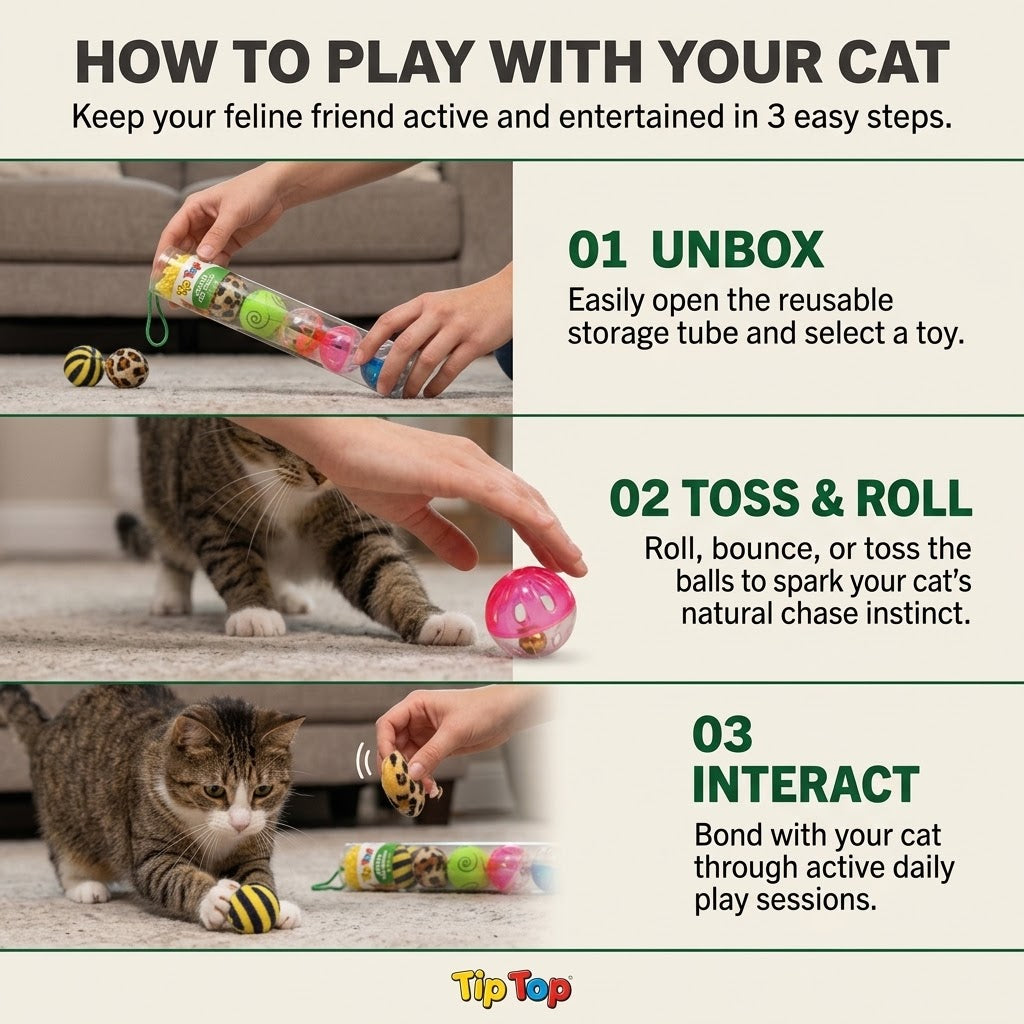 Tip Top Animal Cat Ball Toys, 6 Pack