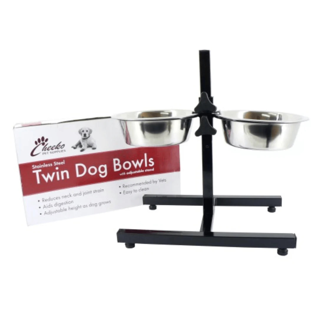Cheeko Stainless Steel Elevated Dog Bowls, 2 x 1.7L 8.5"