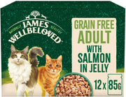 James Wellbeloved Grain Free Salmon in Jelly Wet Cat Food for Adult Dogs, 12 x 85g