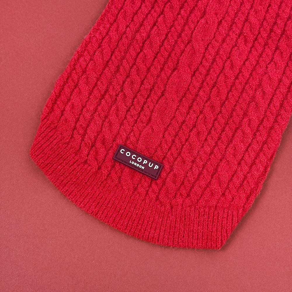 Cocopup Mulled Wine Cable Knit Dog Jumper