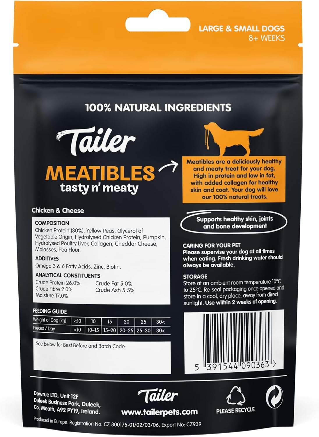 Tailer Meatibles Chicken & Cheese Dog Treats, 70g
