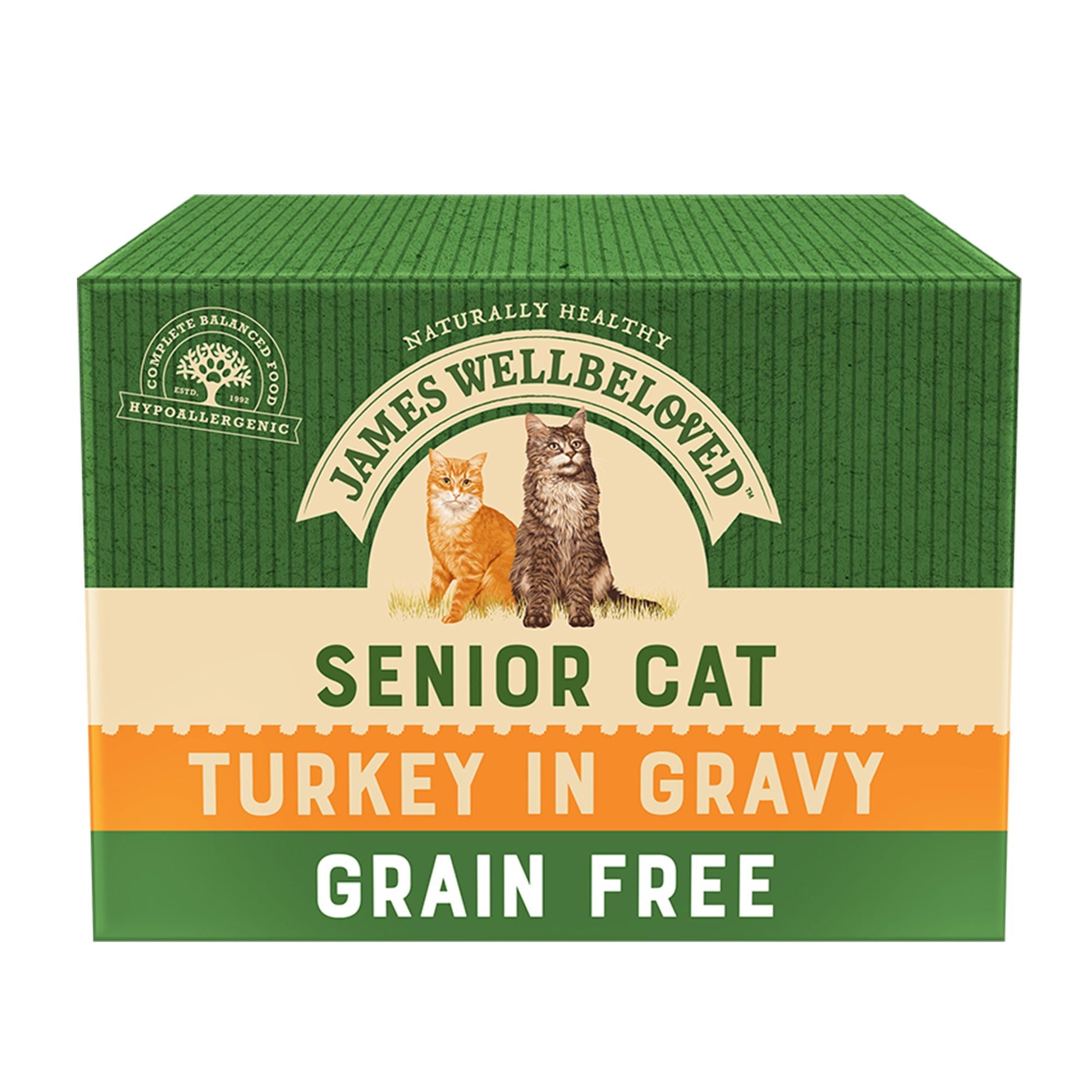 James Wellbeloved Grain Free Turkey in Gravy Wet Cat Food for 11+ Senior Cats, 12x85g