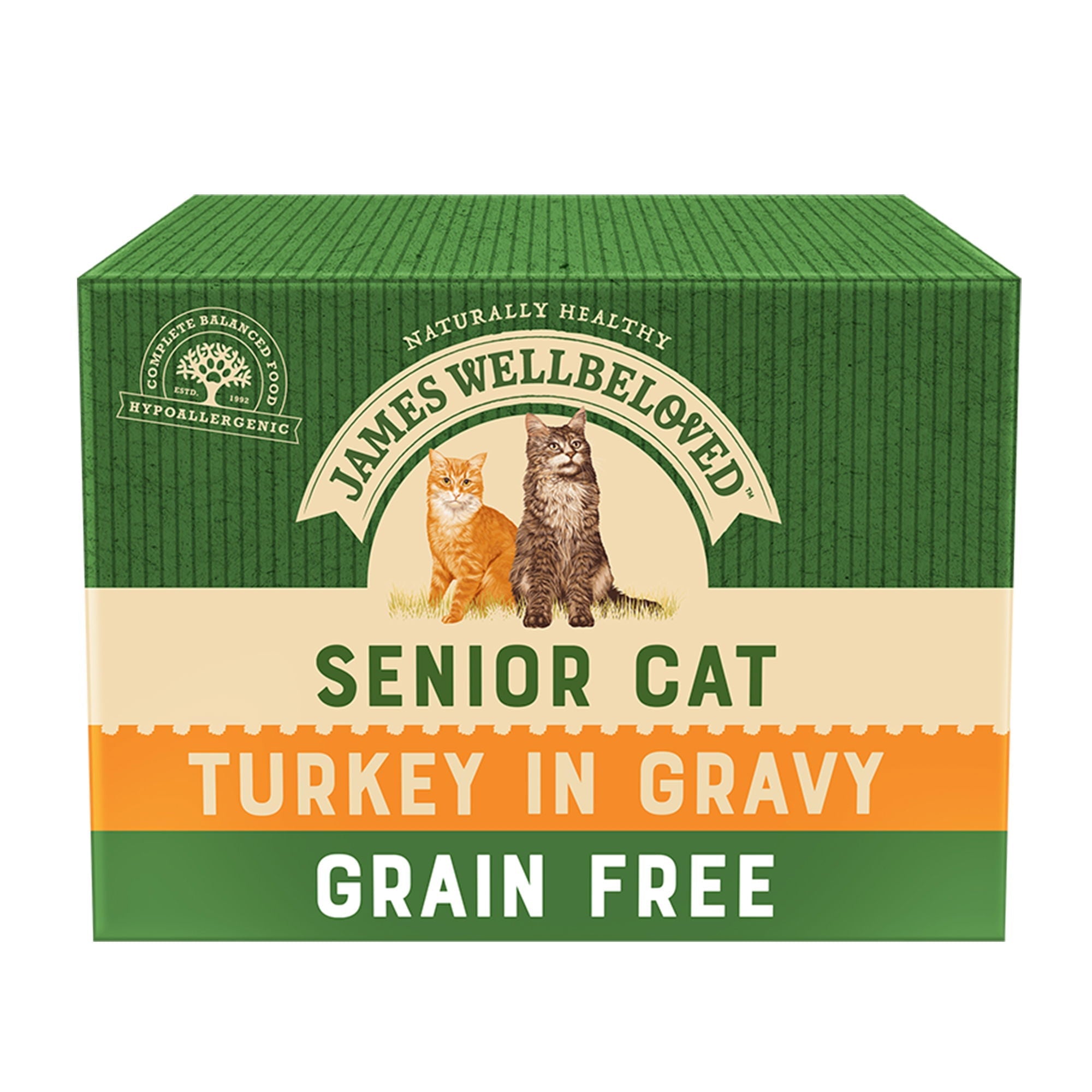 James Wellbeloved Grain Free Turkey in Gravy Wet Cat Food for 11+ Senior Cats, 12x85g