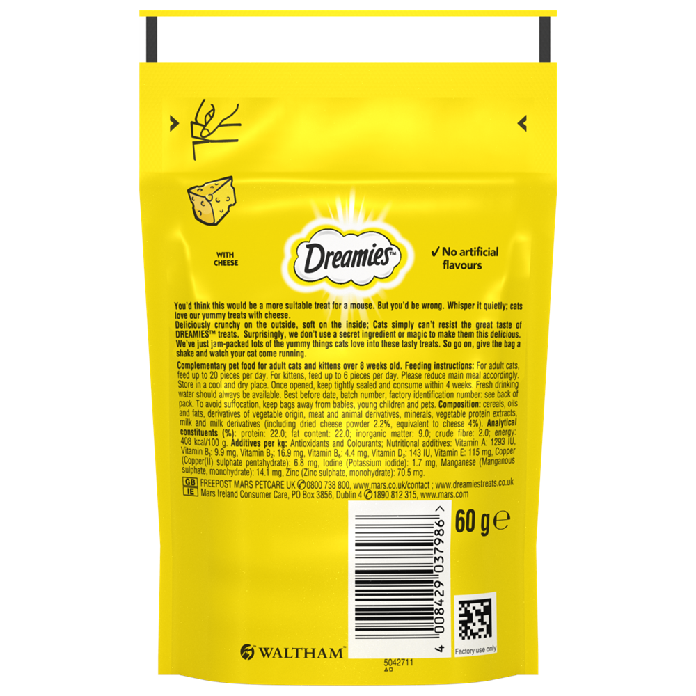 Dreamies Cat Treats with Cheese, 60g
