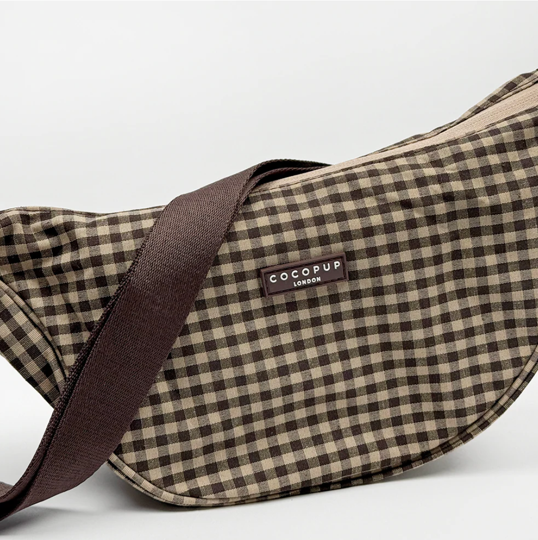 Cocopup Crossbody Crescent Dog Walking Bag, Cotswolds Check