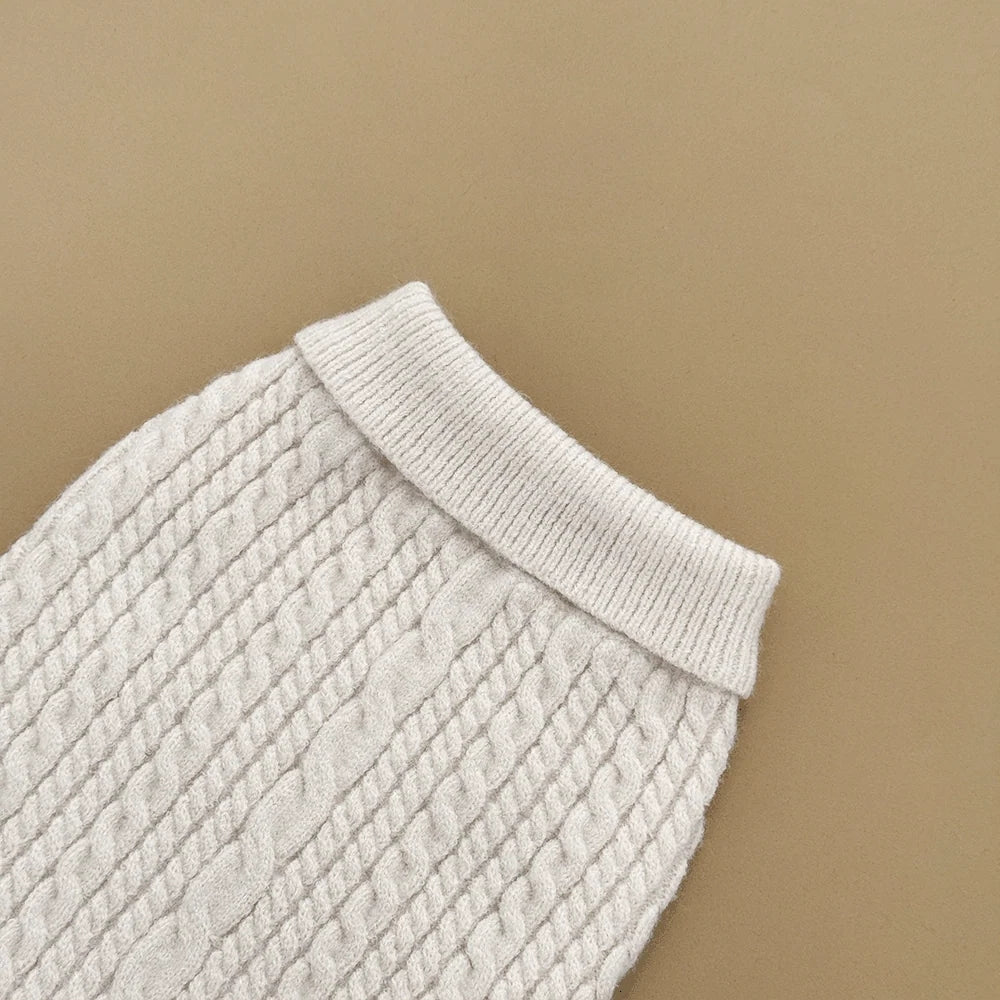 Cocopup White Mocha Cable Knit Dog Jumper, Medium