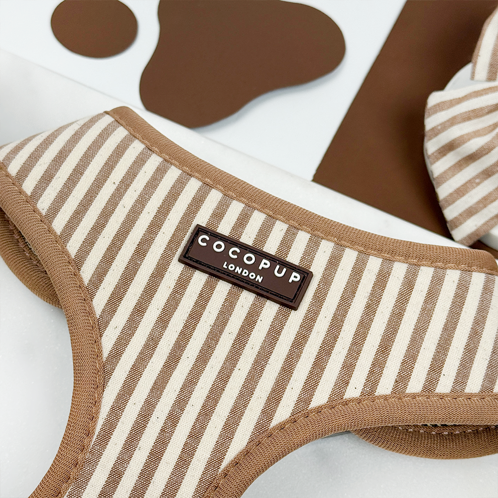 Cocopup London Linen Stripes Adjustable Neck Harness, Medium