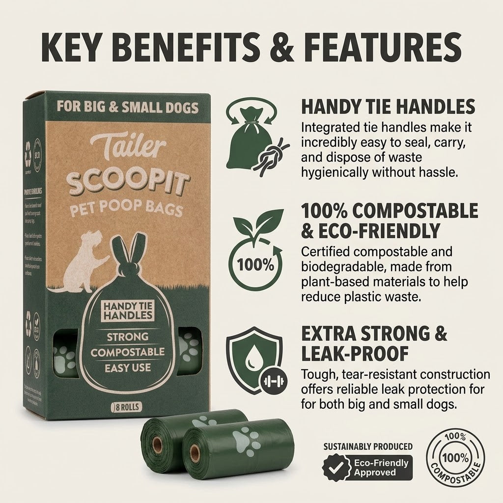 Tailer Scoopit Pet Poop Bags, 8 Rolls (112 Bags)