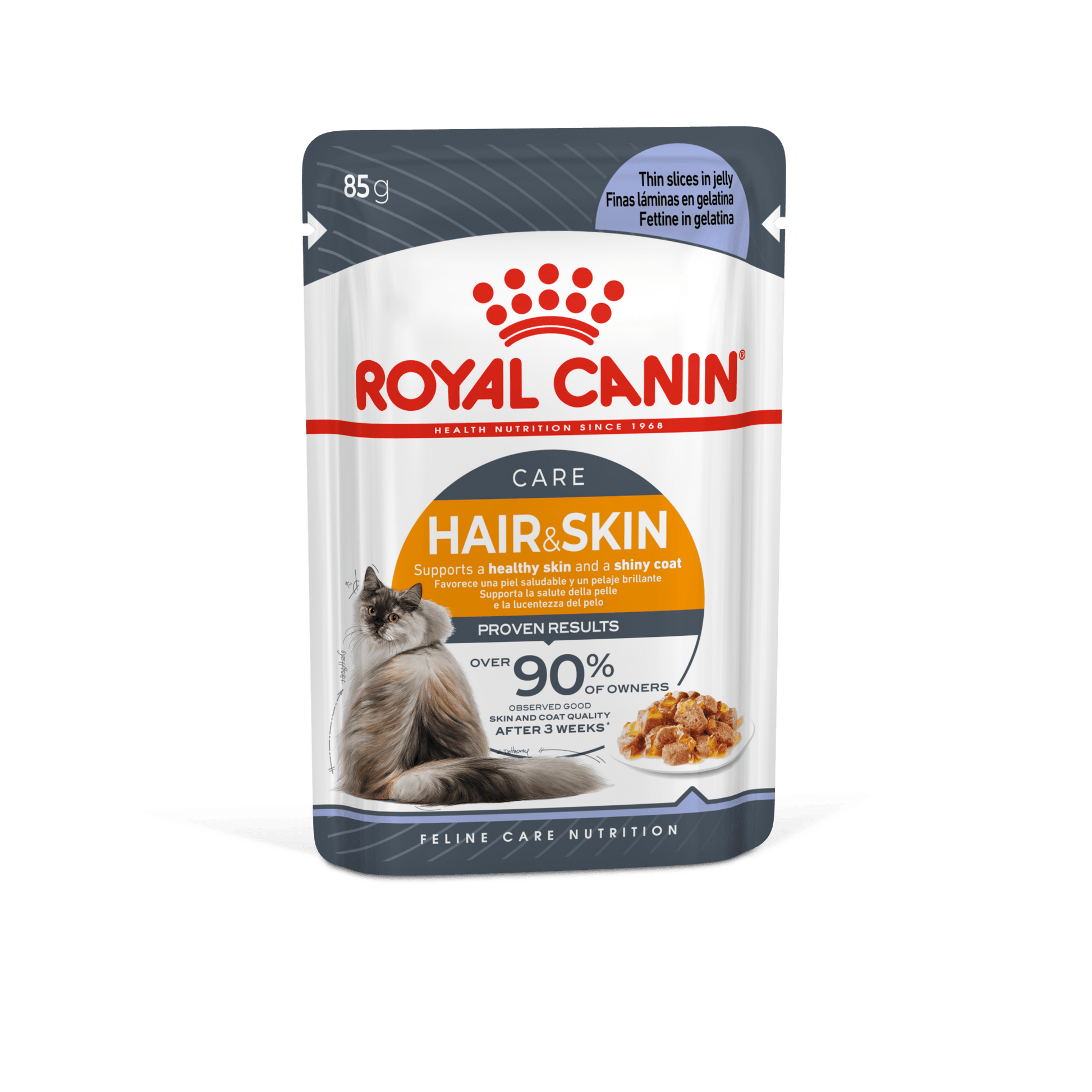 Royal Canin Hair & Skin Care Wet Cat Food Thin Slices In Jelly for Adult Cats, 85g
