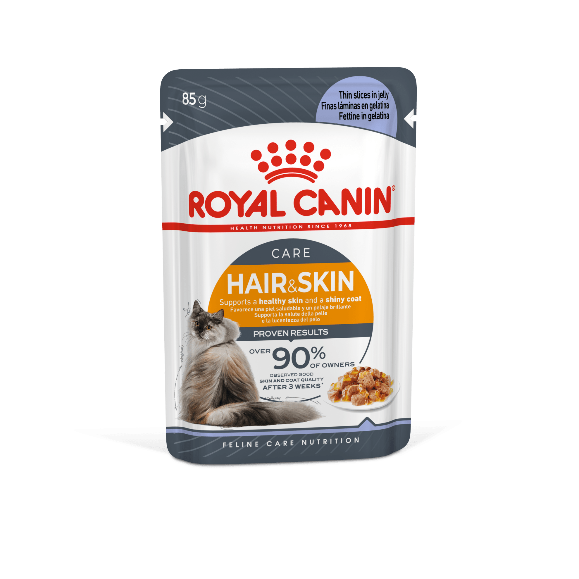 Royal Canin Hair & Skin Care Wet Cat Food Thin Slices In Jelly for Adult Cats, 85g