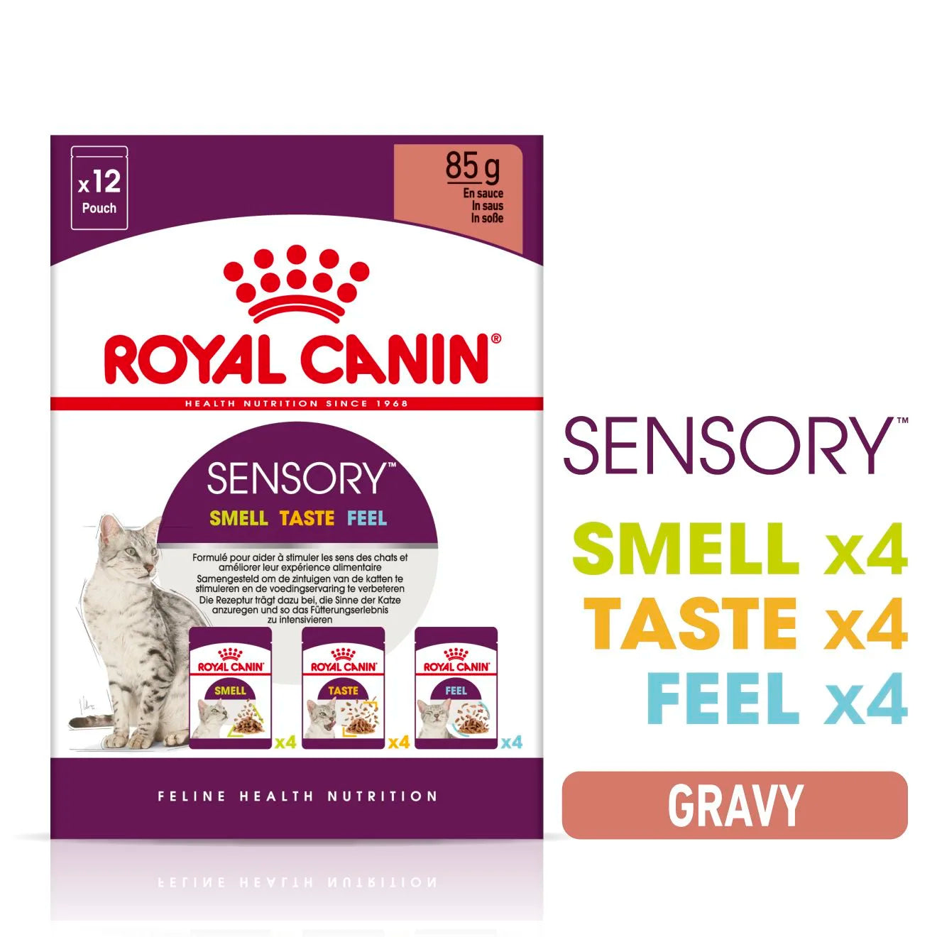 Royal Canin Sensory Mixed Pack Wet Cat Food for Adult Cats, 12 x 85g