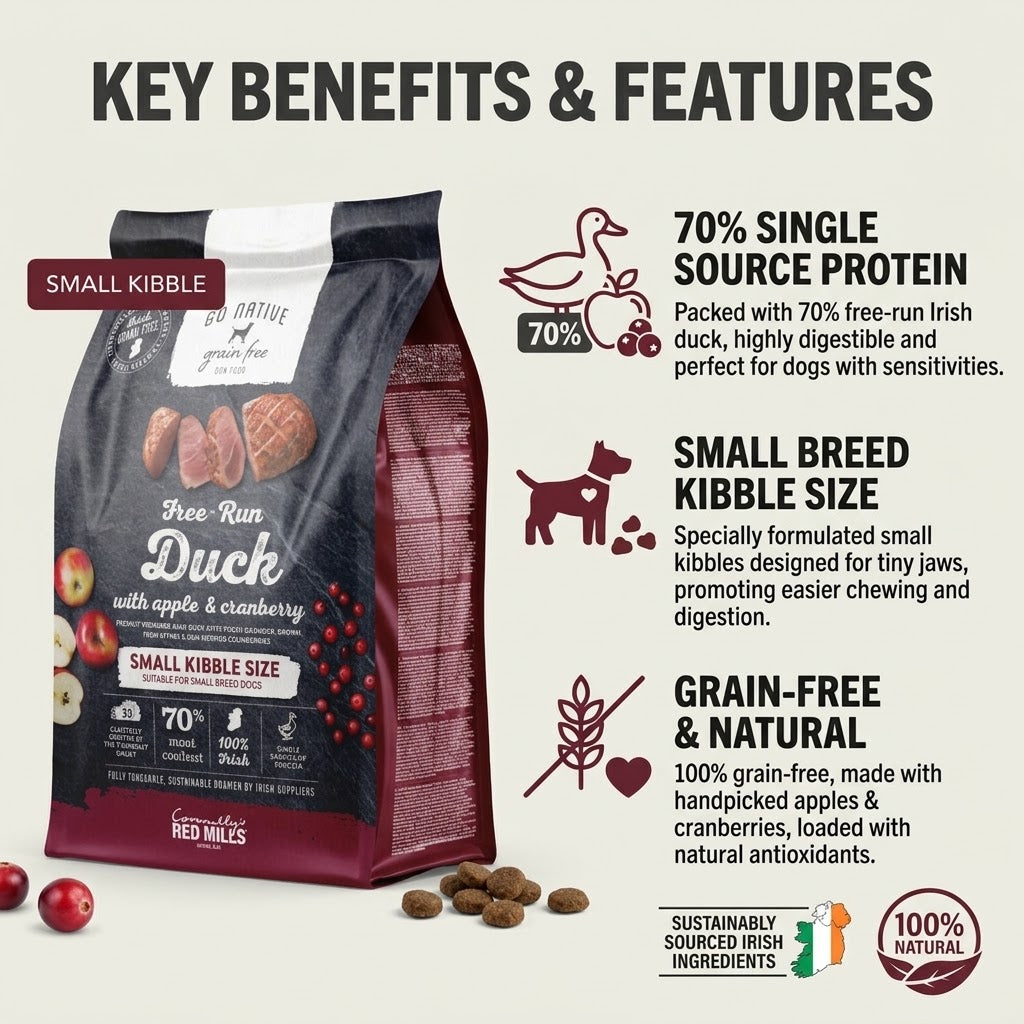 Red Mills Go Native Duck with Apple & Cranberry Dry Dog Food for Small Breed Adult Dogs, 1.5kg