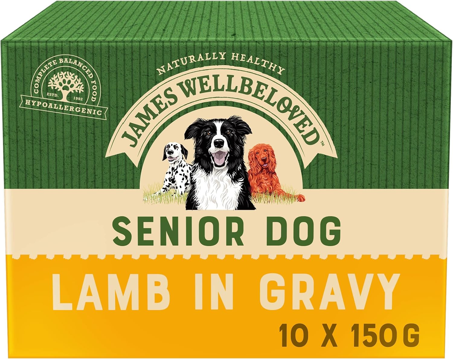 James Wellbeloved Lamb with Rice & Vegetables in Gravy Wet Dog Food for Senior Dogs, 10 x 150g