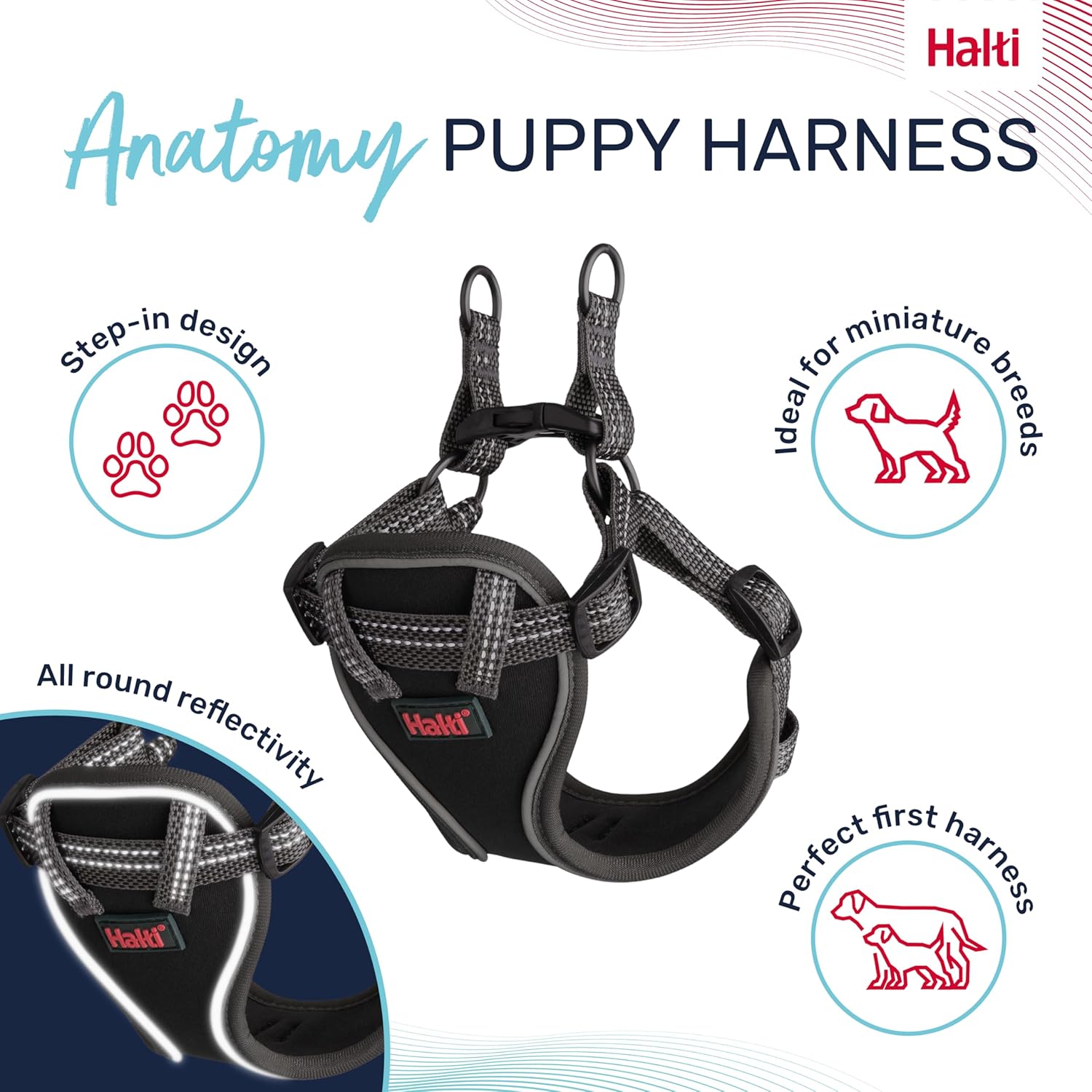 Halti Anatomy Grey Puppy Harness, Extra-Small