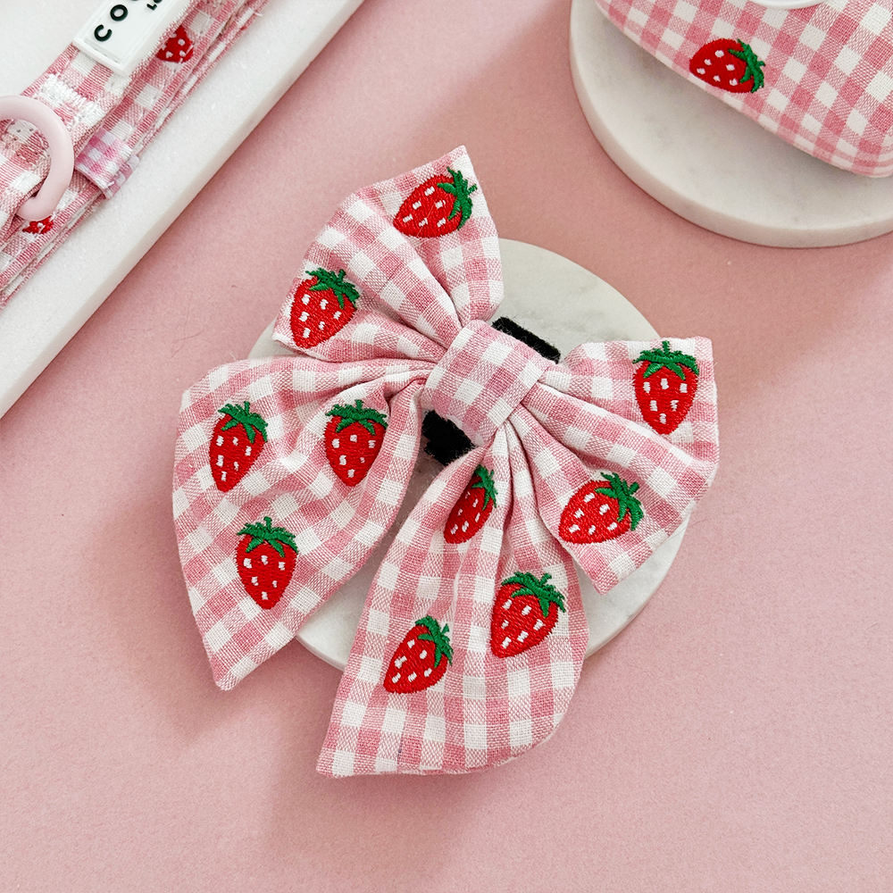 Cocopup Strawberry Picnic Pup Sailor Bow Tie