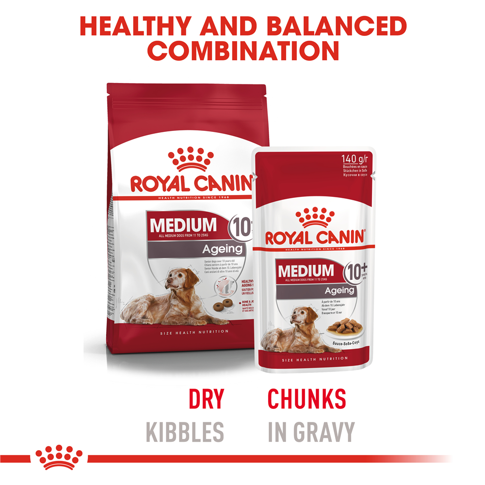 Royal Canin Ageing 10+ Dry Dog Food for Medium Breed Senior Dogs, 3kg