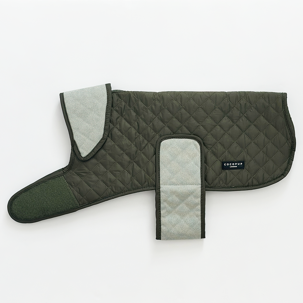 Cocopup Country Khaki Luxe Quilted Dog Coat, Small