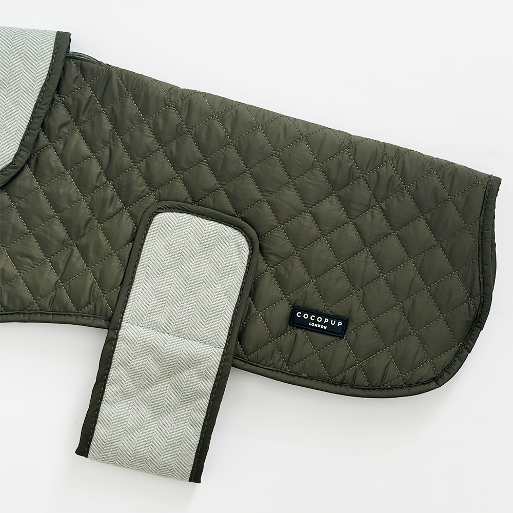 Cocopup Country Khaki Luxe Quilted Dog Coat, Small