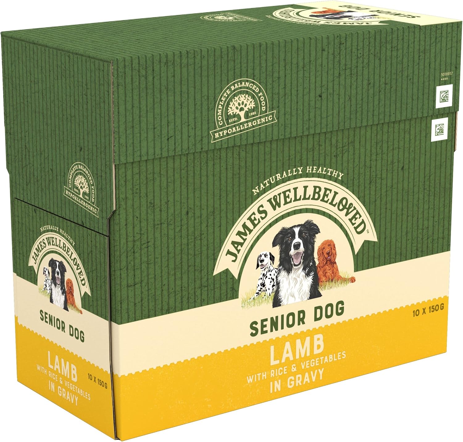 James Wellbeloved Lamb with Rice & Vegetables in Gravy Wet Dog Food for Senior Dogs, 10 x 150g