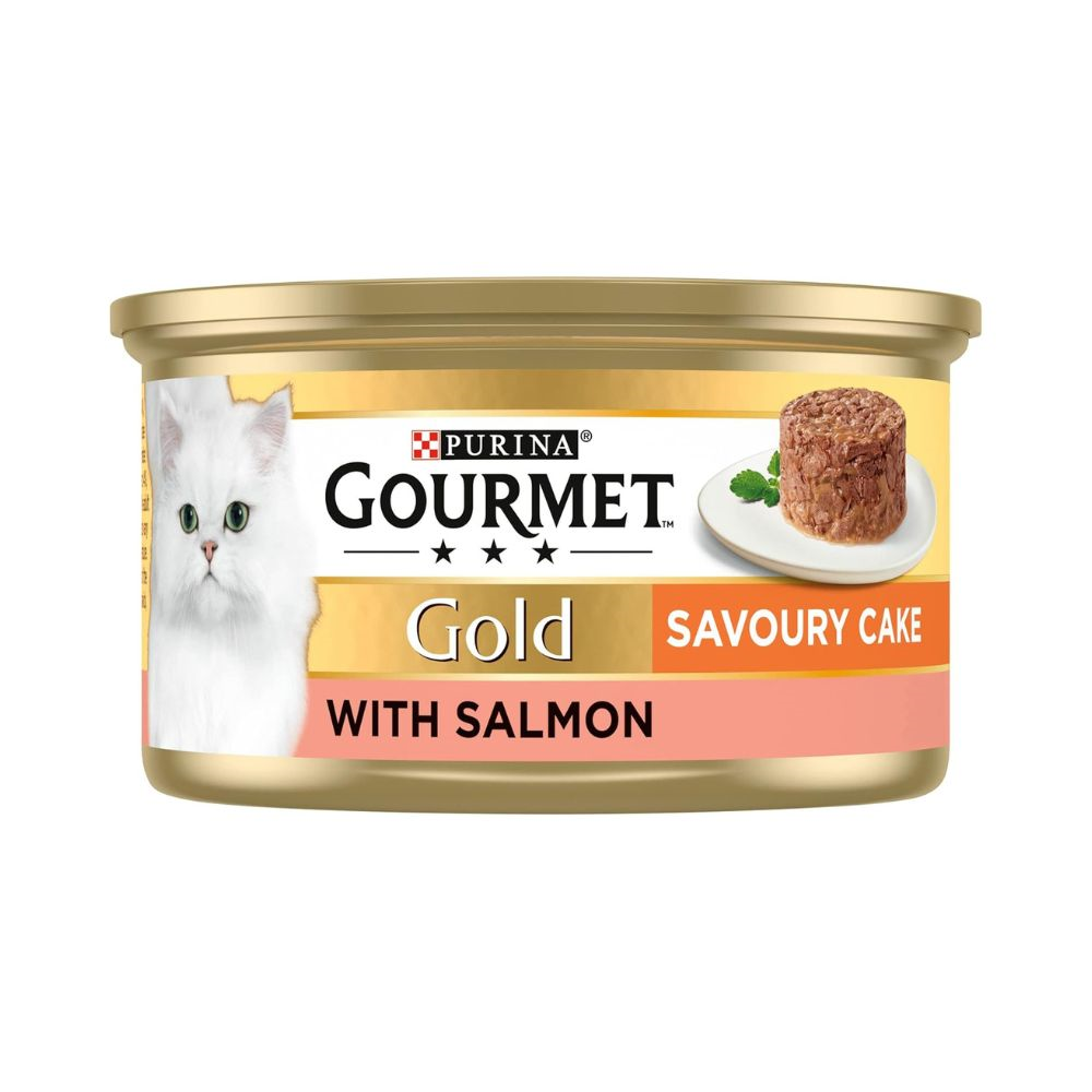 Gourmet Gold Savoury Cake with Salmon Wet Cat Food for Adult Cats, 85g