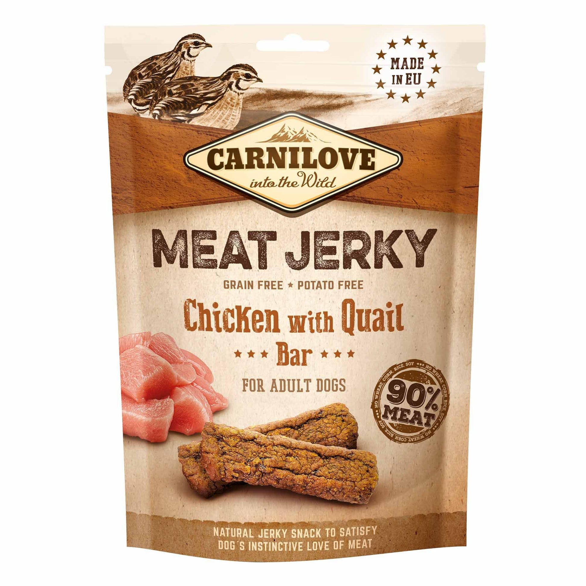 Carnilove Chicken with Quail Jerky Bar Dog Treat for Adult Dogs, 100g
