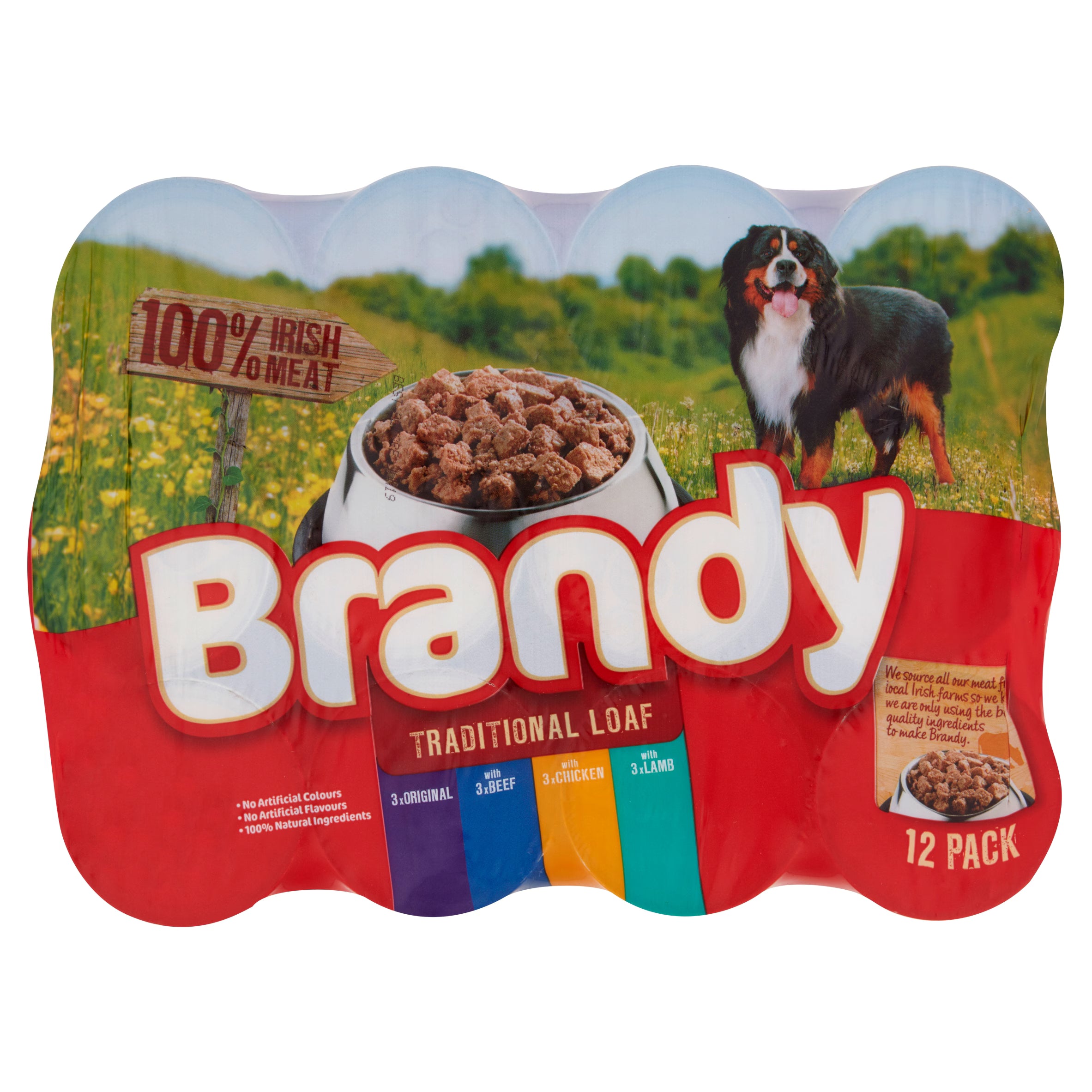 Brandy Traditional Loaf Assorted Wet Dog Food for Adult Dogs, 12 x 395g