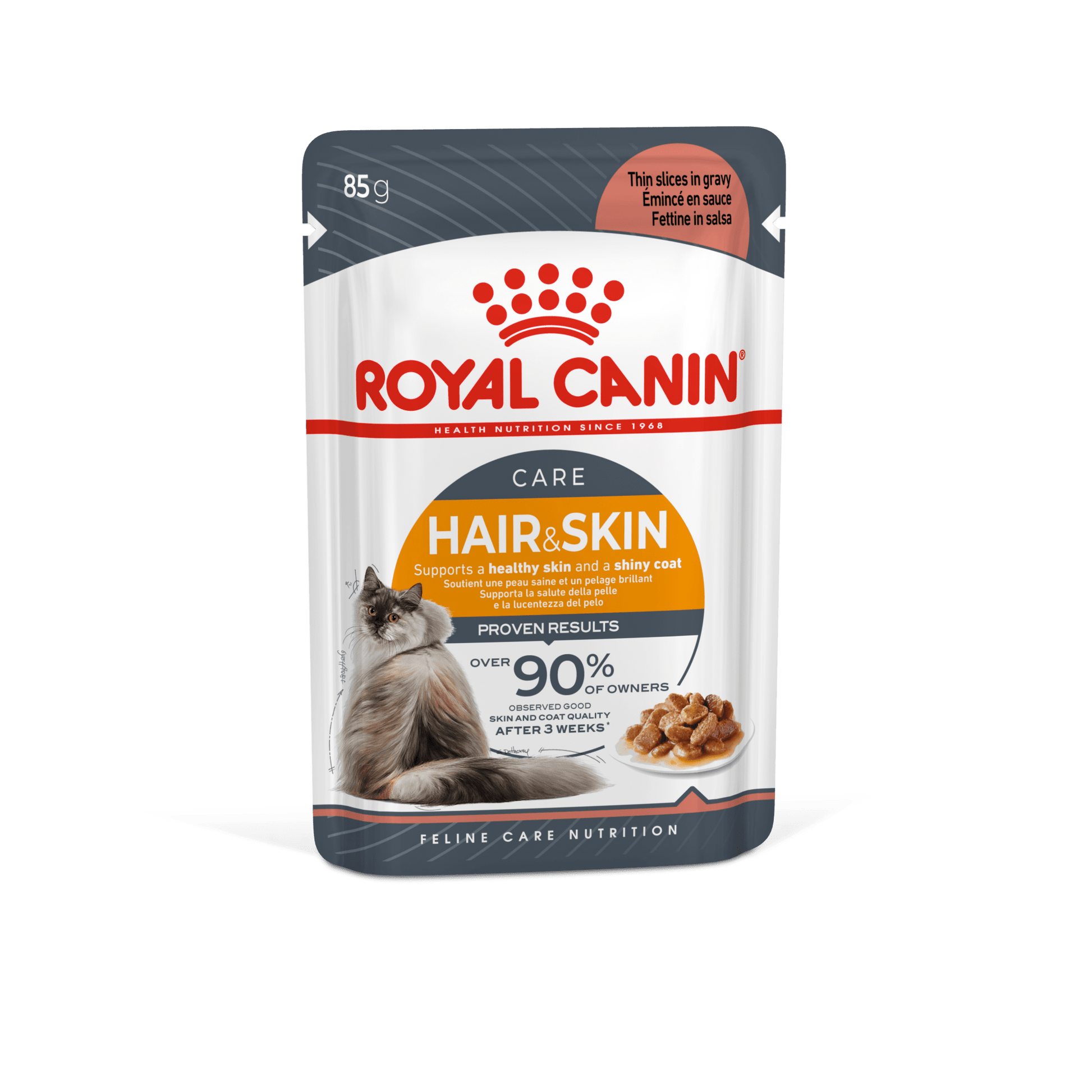 Royal Canin Hair & Skin Care Wet Cat Food Thin Slices In Gravy for Adult Cats, 85g