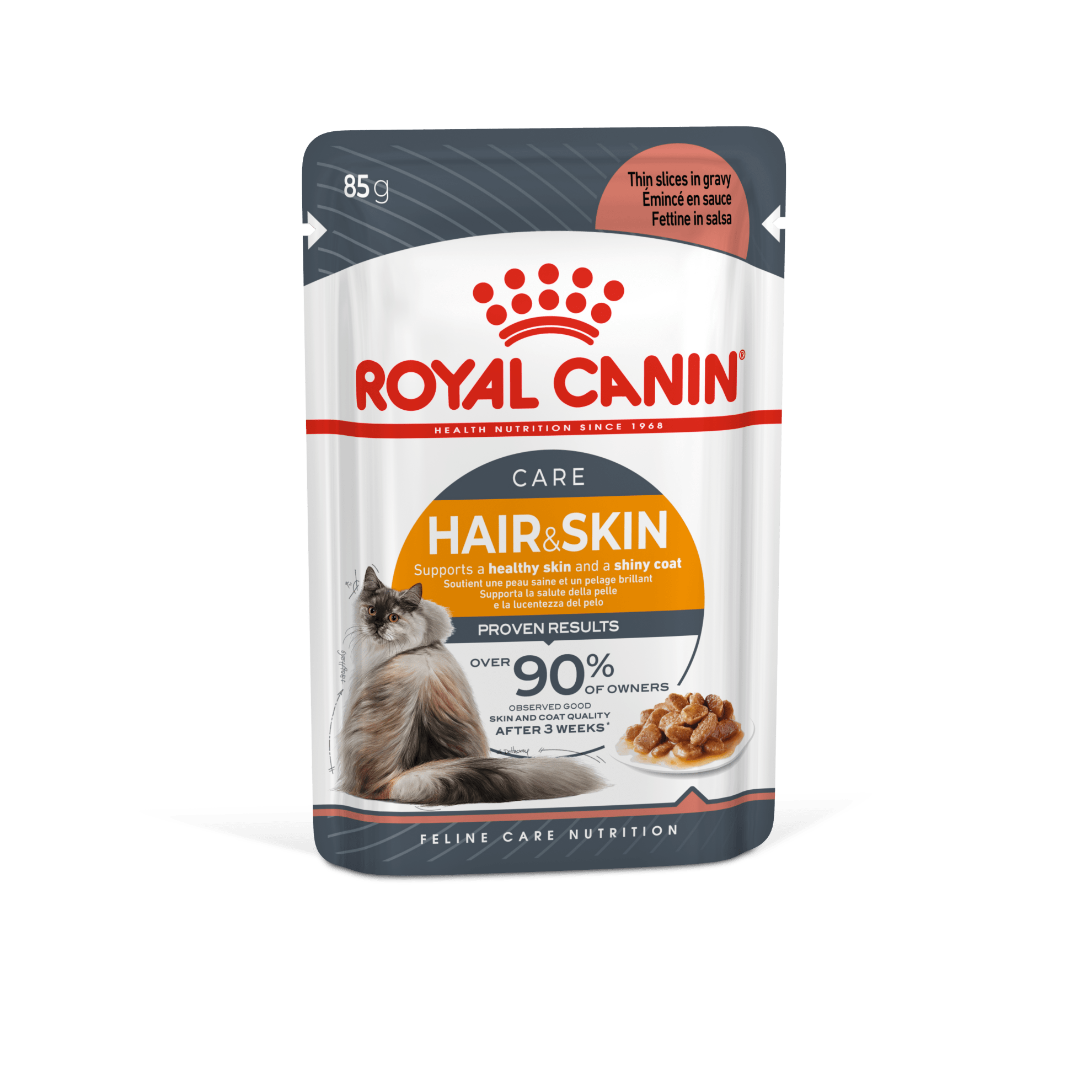 Royal Canin Hair & Skin Care Wet Cat Food Thin Slices In Gravy for Adult Cats, 85g