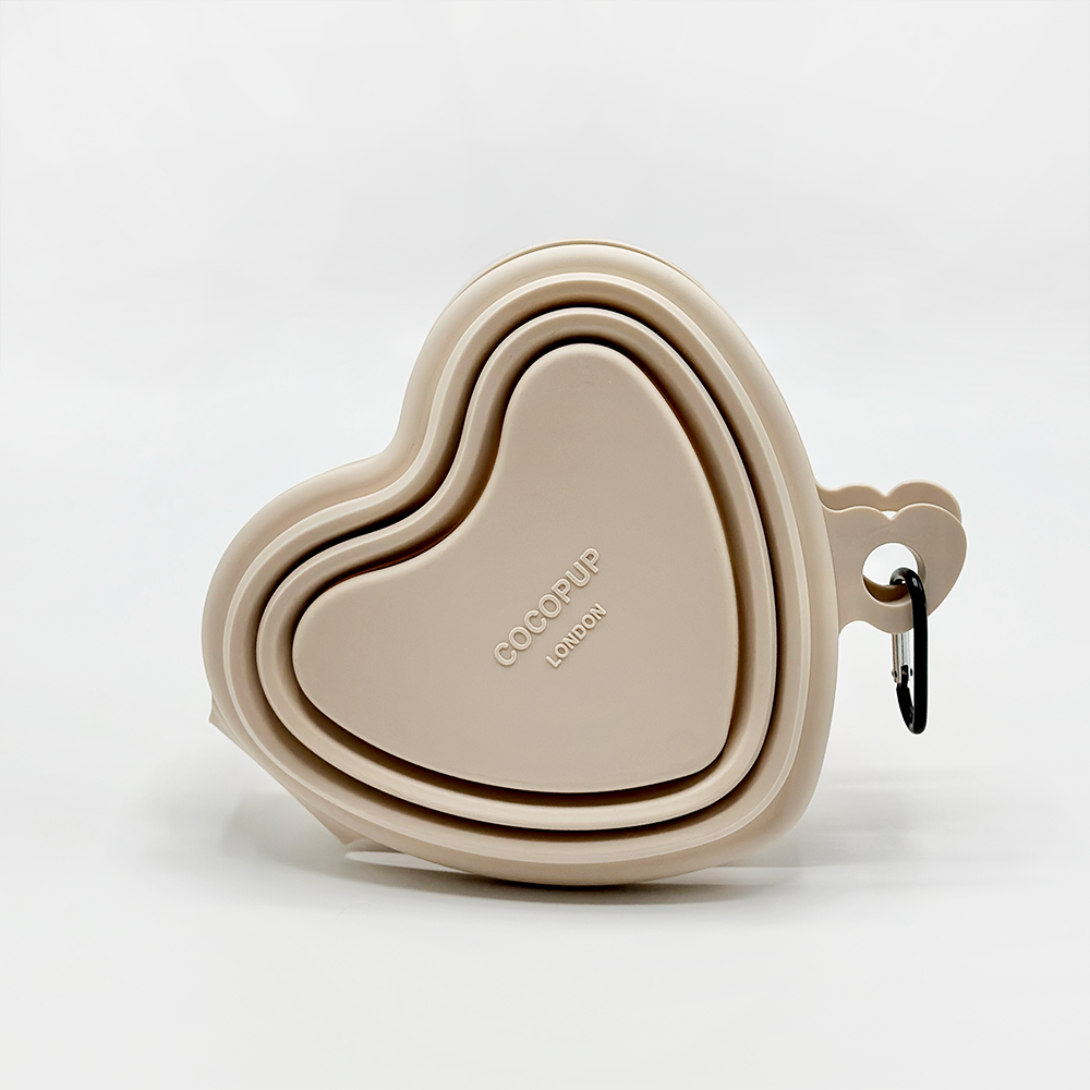 Cocopup Heart-Shaped Collapsible Dog Bowl, Pink