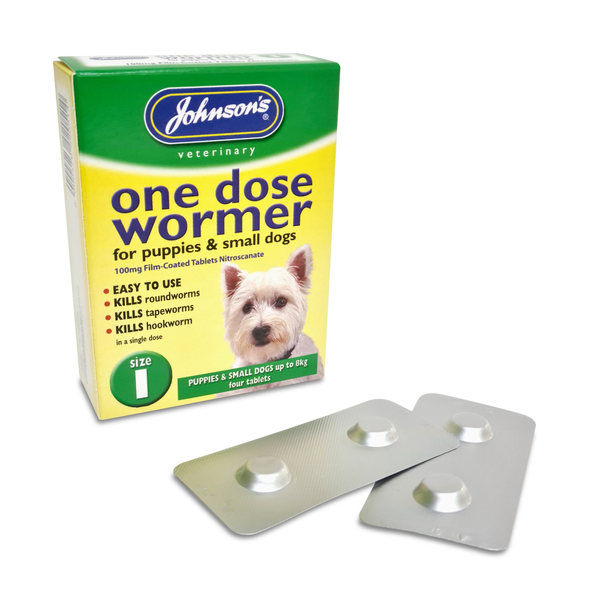Johnson's One Dose Wormer for Small Breed Puppies & Adult Dogs, Size 1