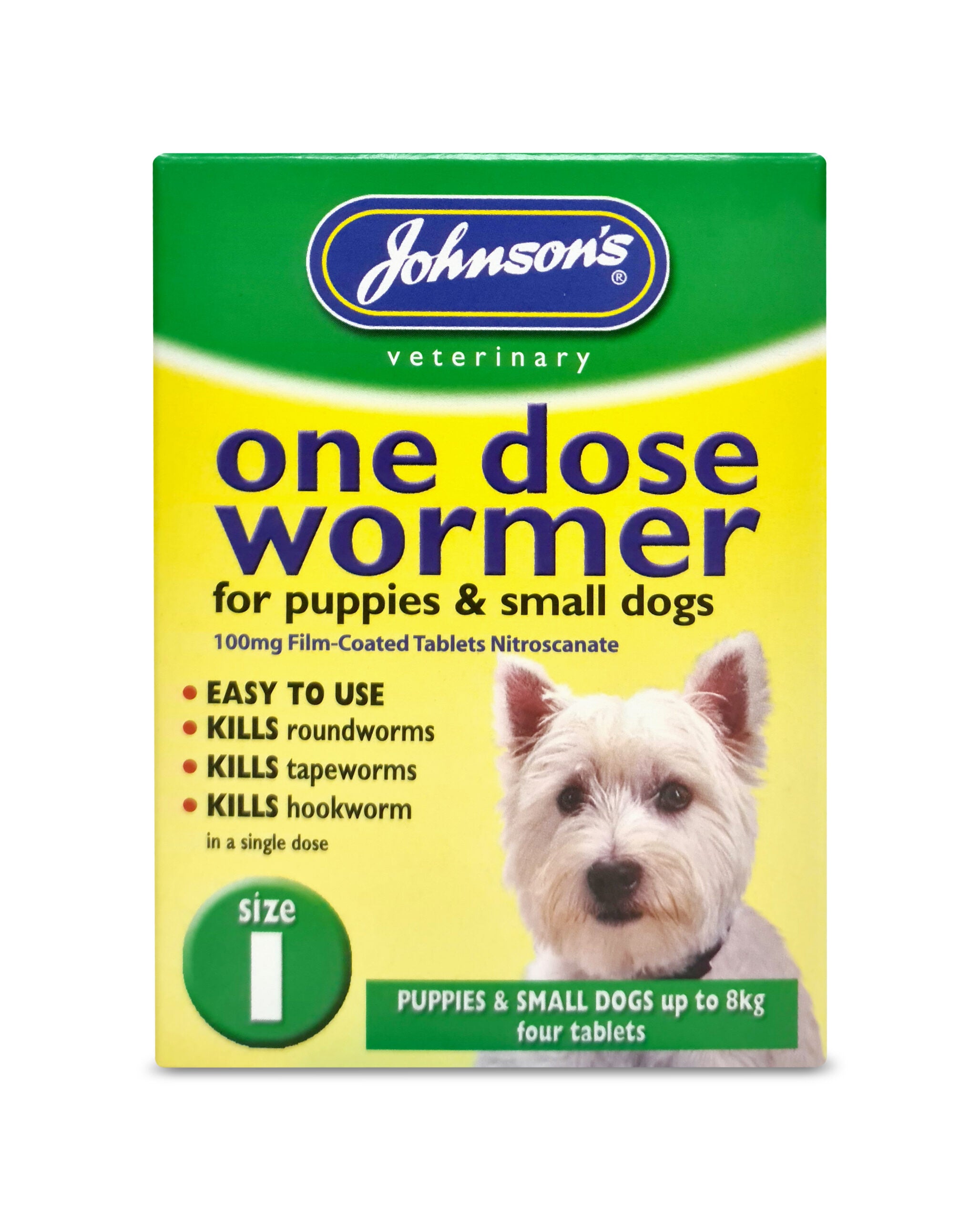 Johnson's One Dose Wormer for Small Breed Puppies & Adult Dogs, Size 1