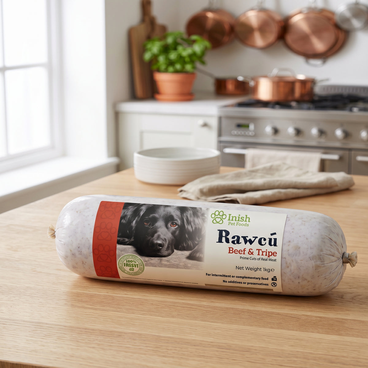 RawCú Beef & Tripe Raw Dog Food, 1kg