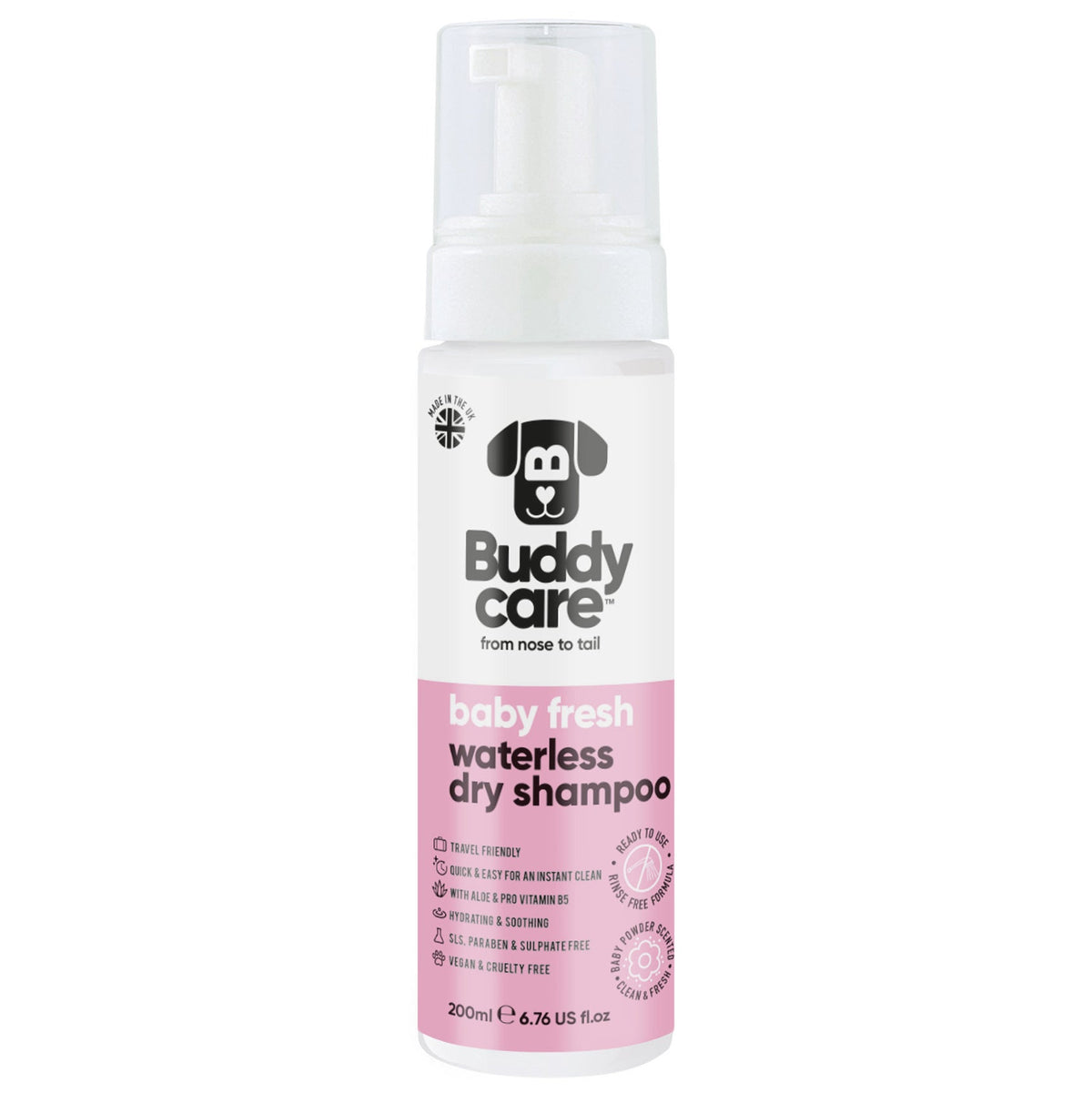 Buddycare Baby Fresh Waterless Dry Dog Shampoo, 200ml