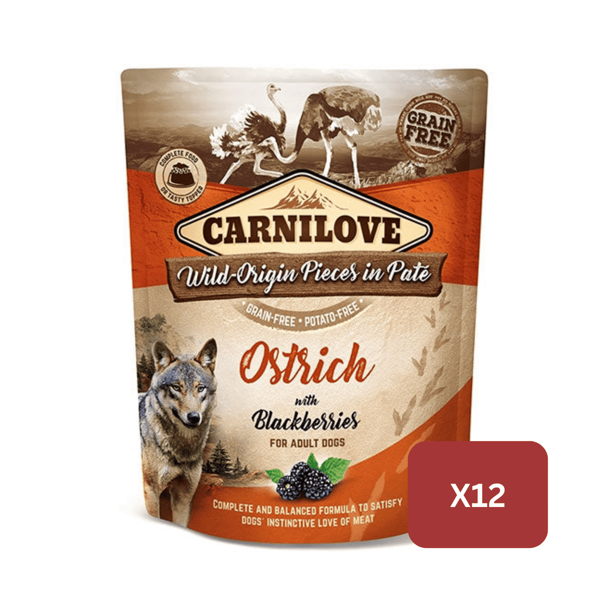 Carnilove Ostrich with Blackberries Wet Dog Food for Adult Dogs, 300g