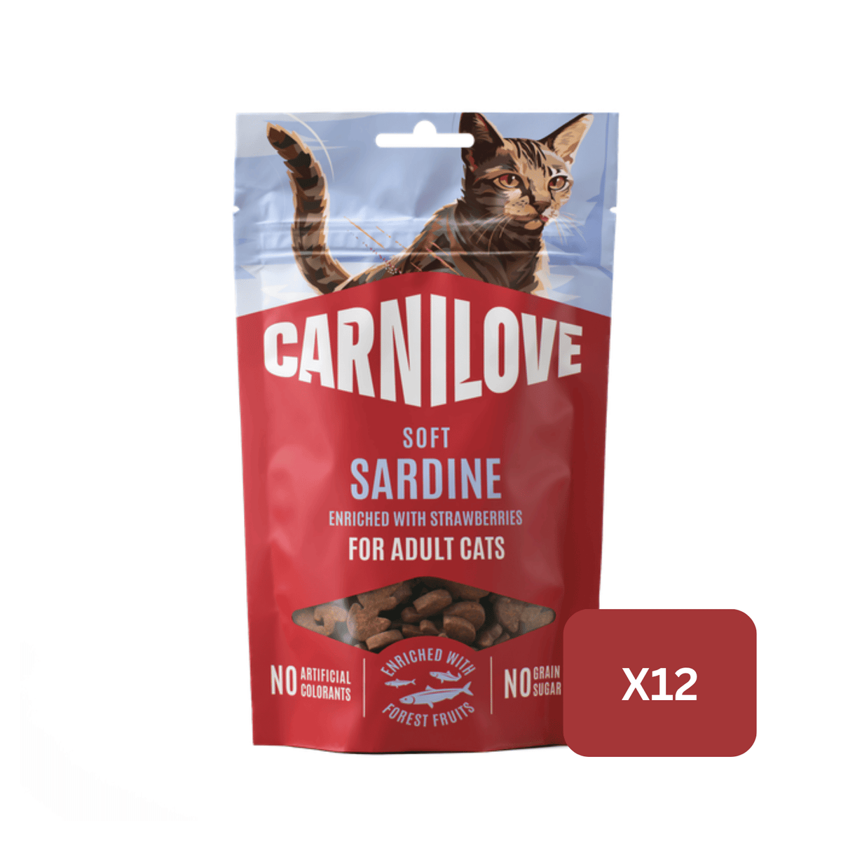 Carnilove Soft Sardine With Strawberries Adult Cat Treats, 50g