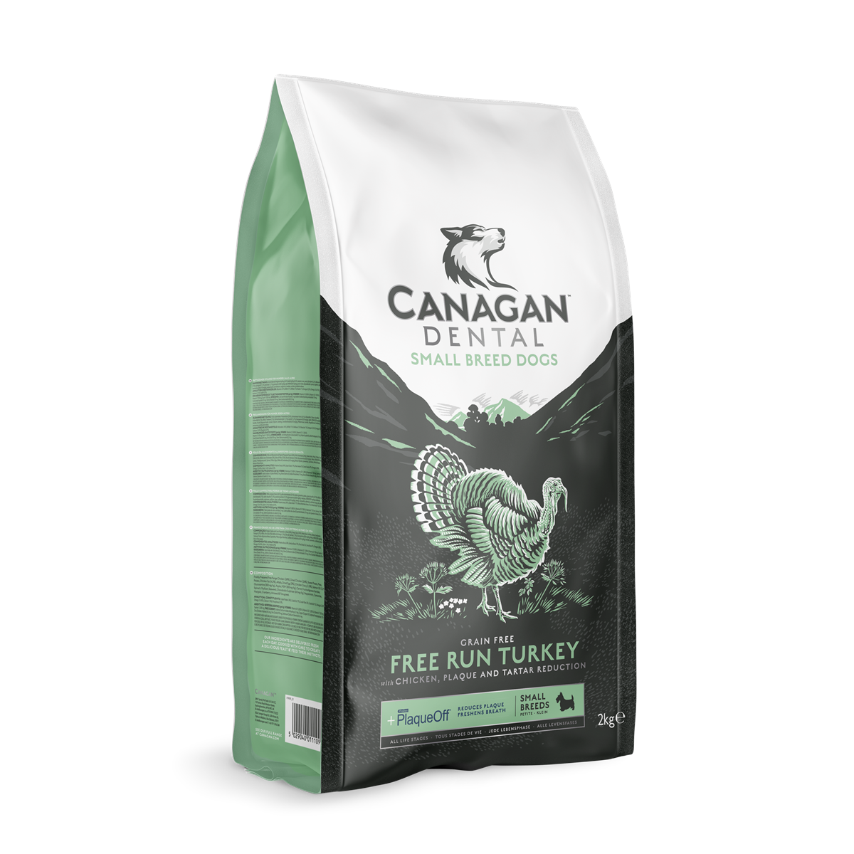 Canagan Dental Grain-Free Free Run Turkey Dry Dog Food for Small Breed Puppies & Adult Dogs, 2kg